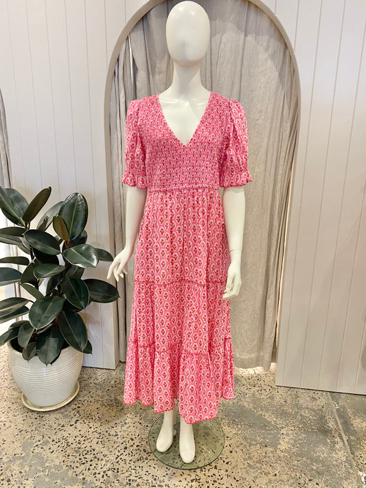 Pink City Prints Pink Maxi Dress - Size L