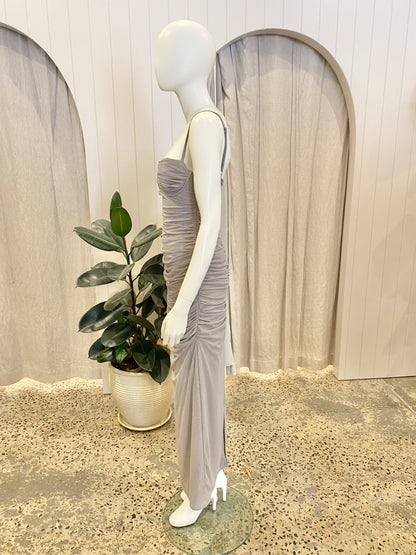 Sir Jacques Gathered Midi Dress In Slate - Size 3 (10/12)