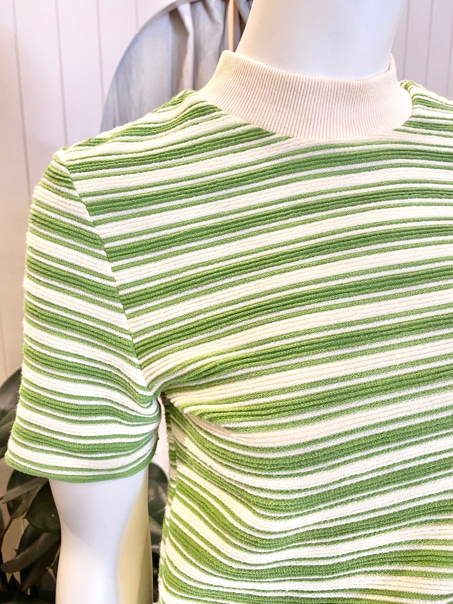 Blanca Cream and Green Stripe Demi Top - Size M/L (10/12)