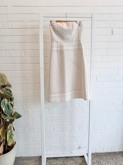 Thurley Ivory Strapless Lace Midi Dress - Size 10
