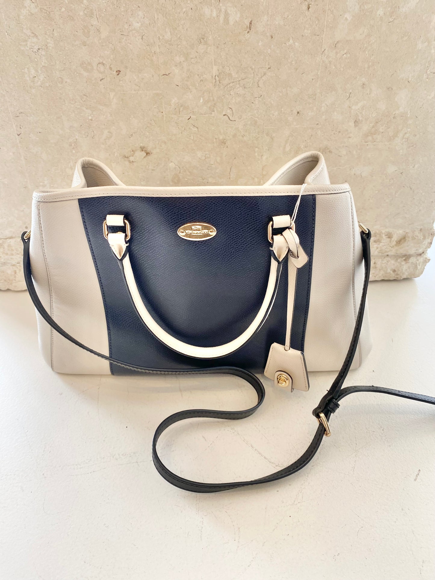 Coach Ivory and Navy Margot Carryall Satchel