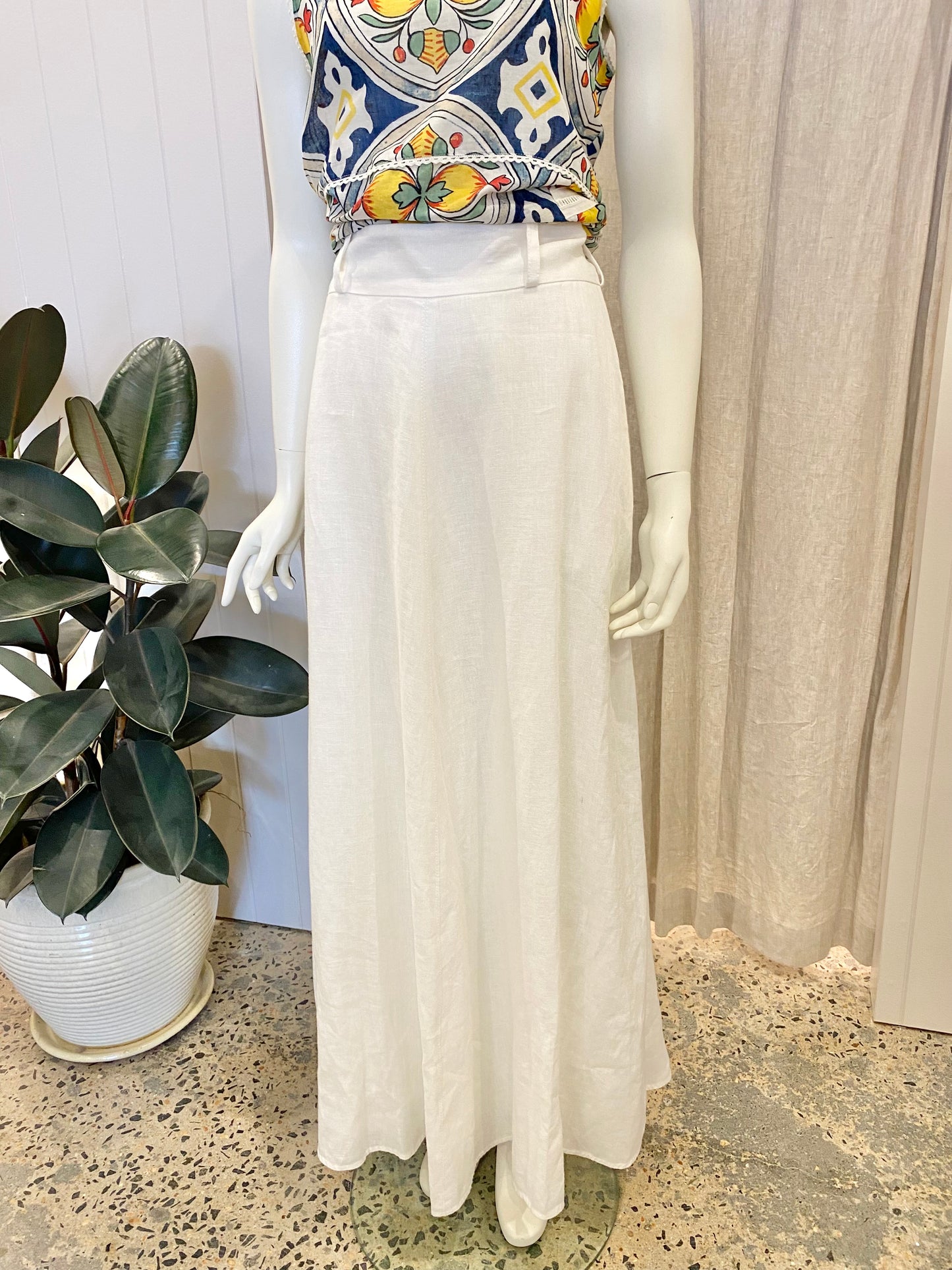 Zimmermann Linen Maxi Skirt in White - Size 2 (12)