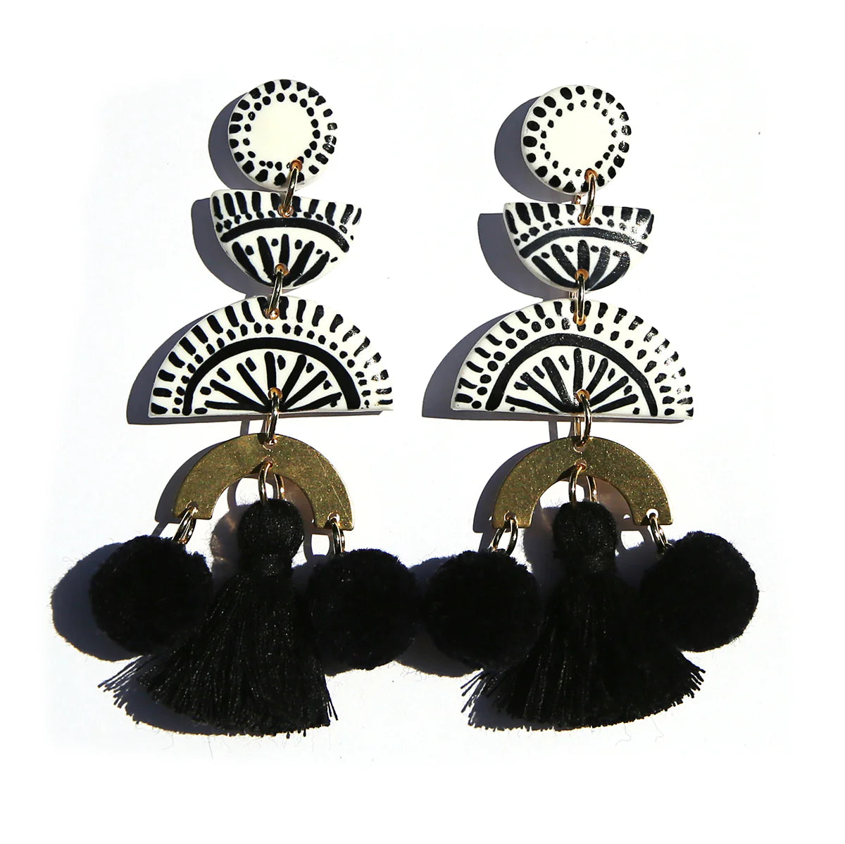 Kingston Black Pom Pom Clay Earrings