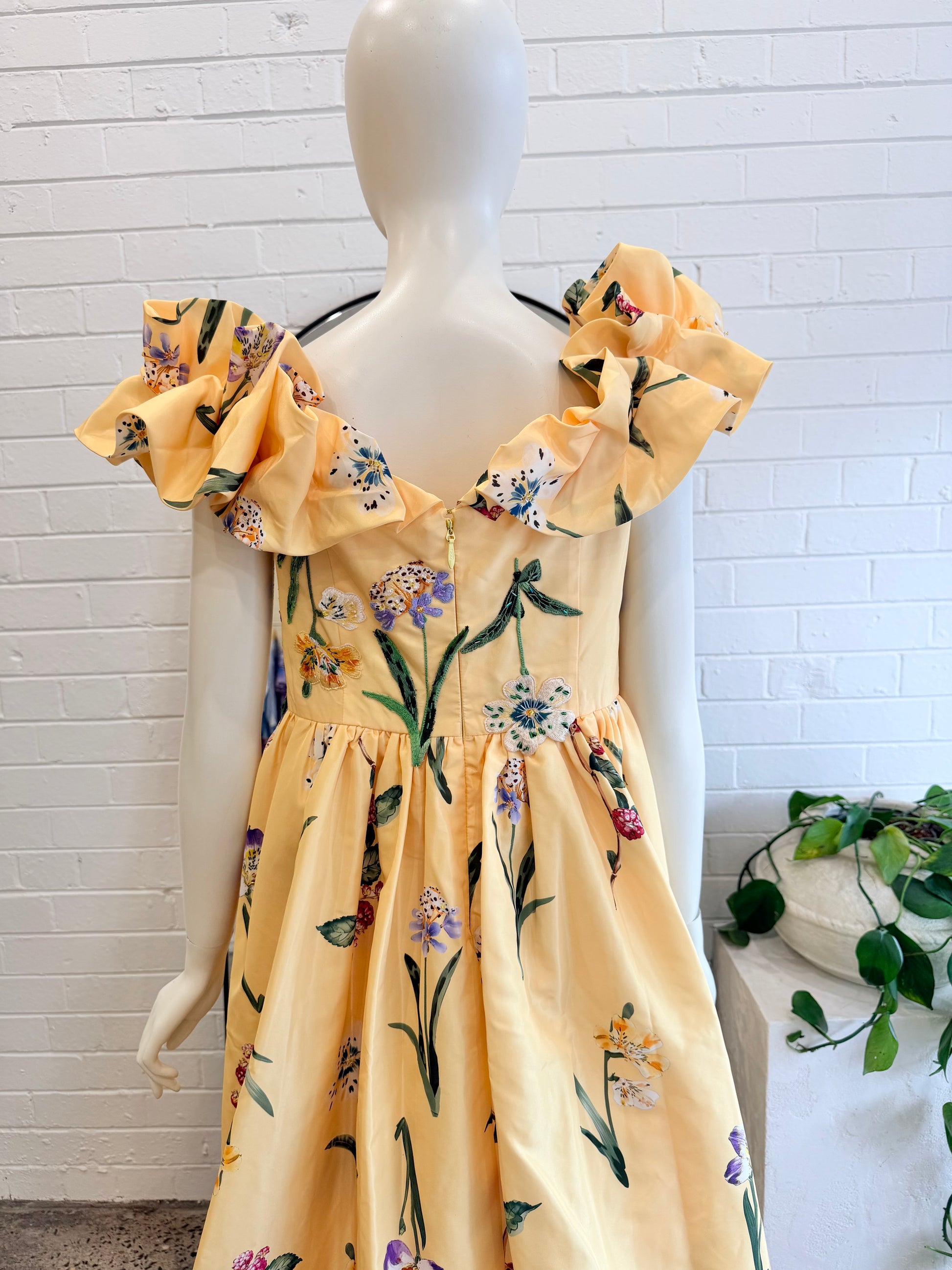 Leo Lin Yellow Sorbet Maxime Vouminous Gown - Size 14 - Pre-Loved Geelong