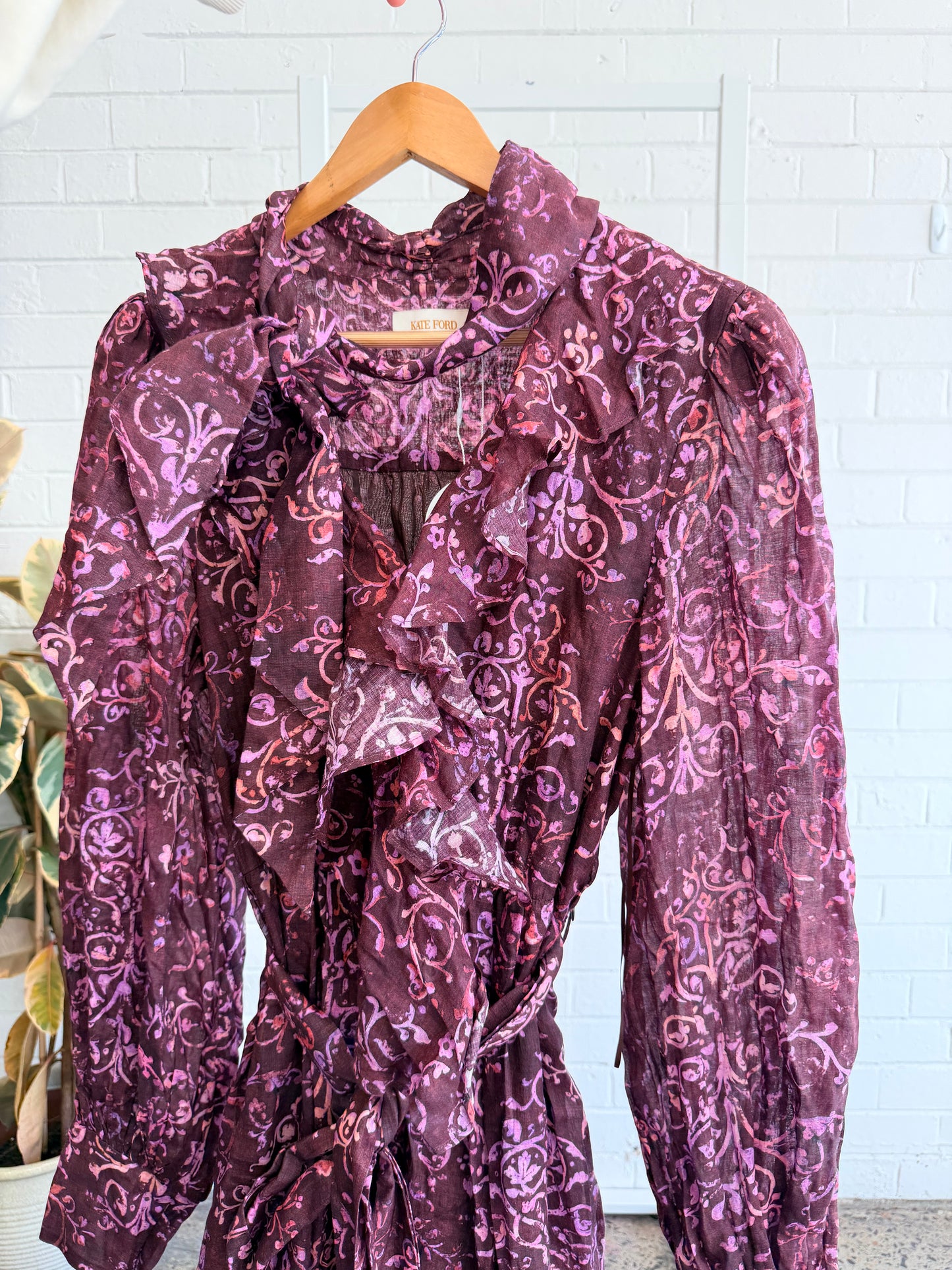 Kate Ford Plum Damask/Paisley Dress - Size 14 (US 4)