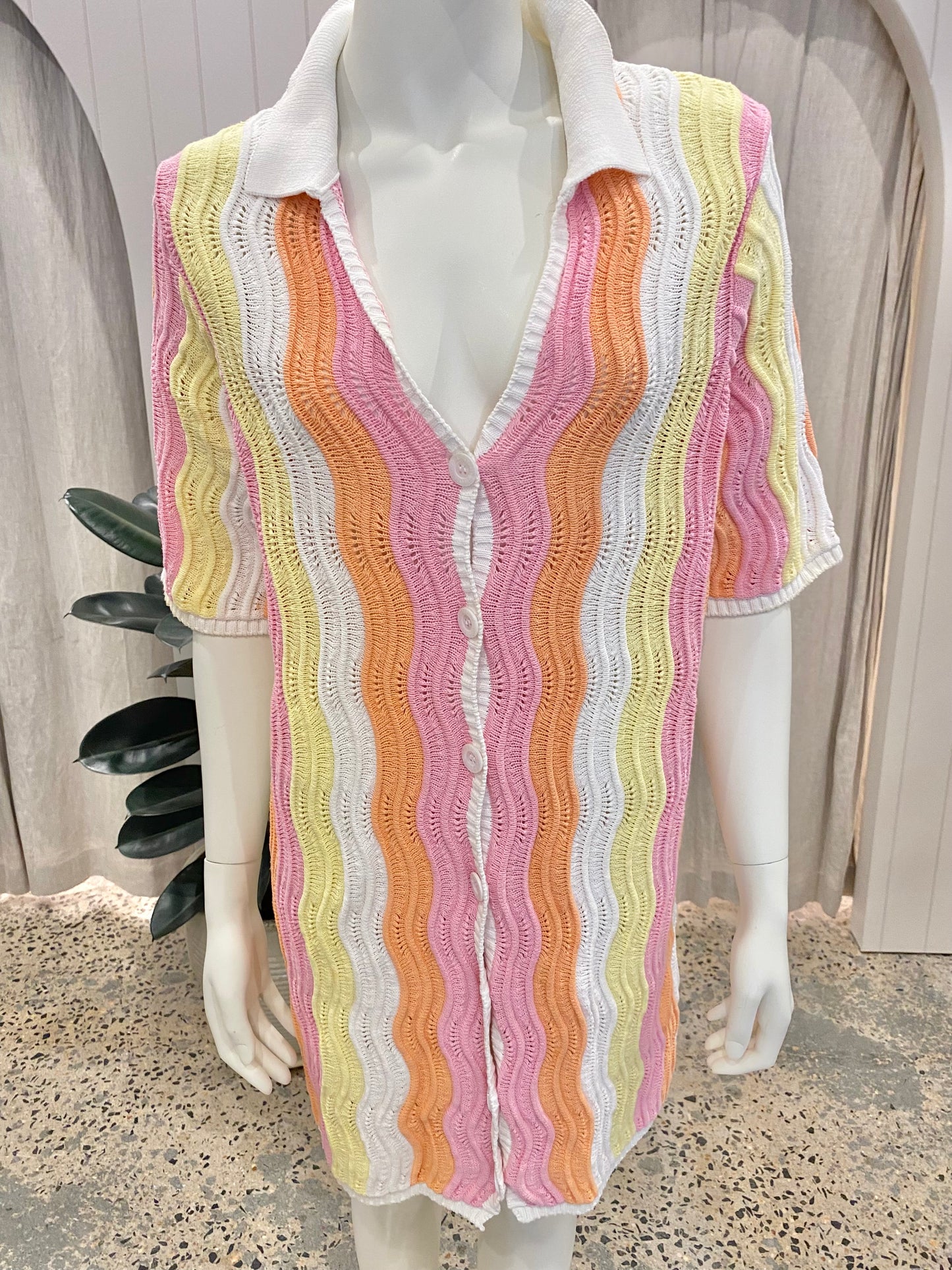 Steele Crochet Shirt Dress - One Size