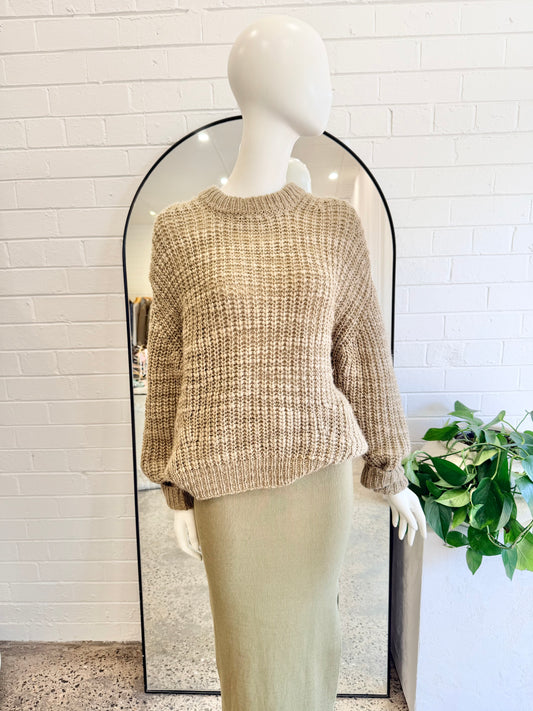 Assembly Label Relaxed Chuny Knit Jumper in Khaki - Size 6-10