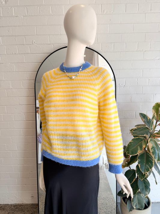 Les Tricots d'O Yellow and White Stripe Knit Jumper - Size 1