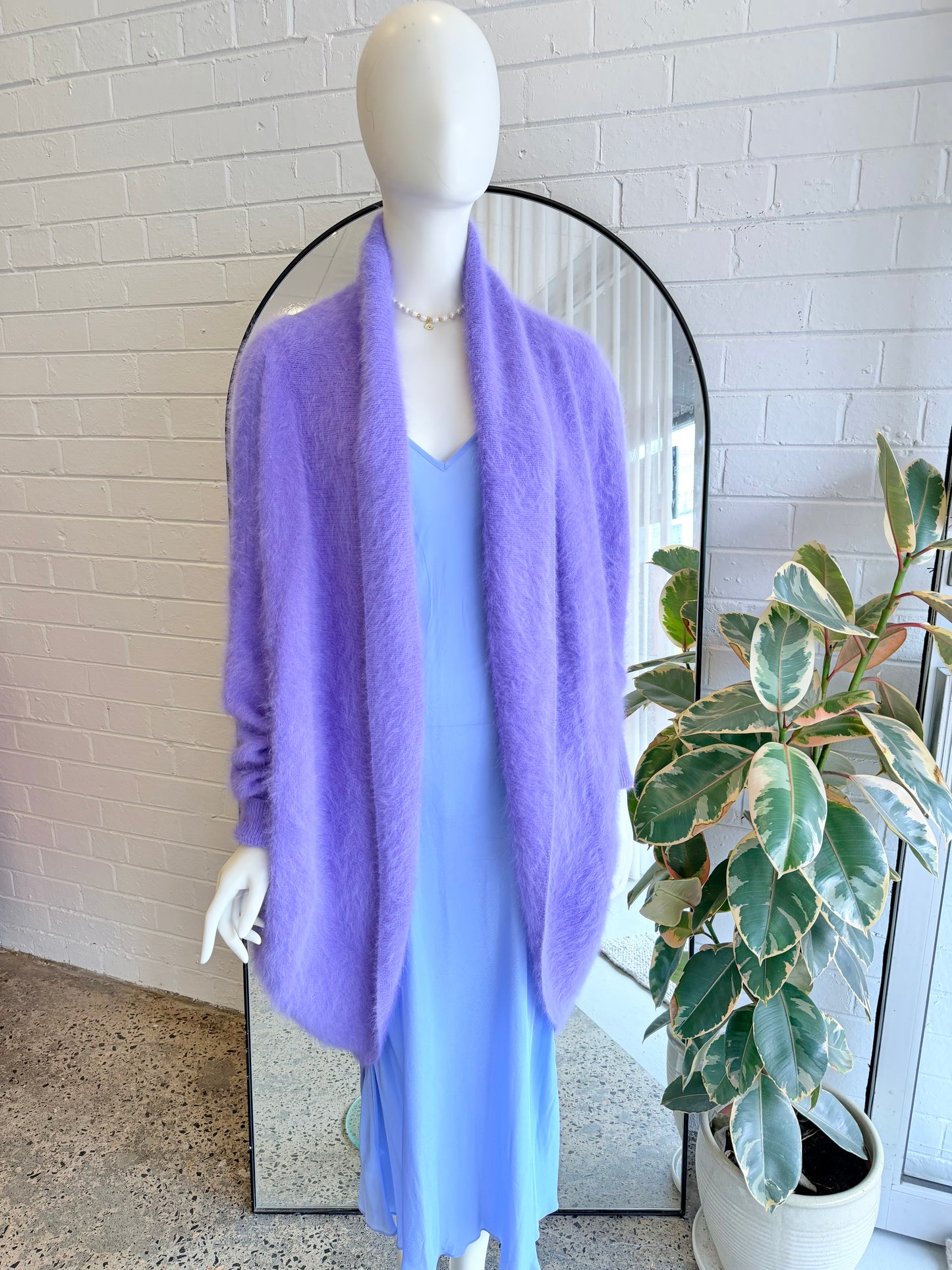 Antalya Angora Longline Cardigan in Purple - One Size (8-12)