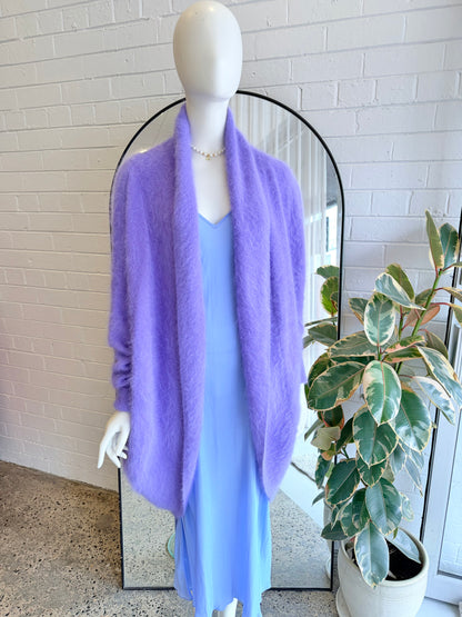 Antalya Angora Longline Cardigan in Purple - One Size (8-12)