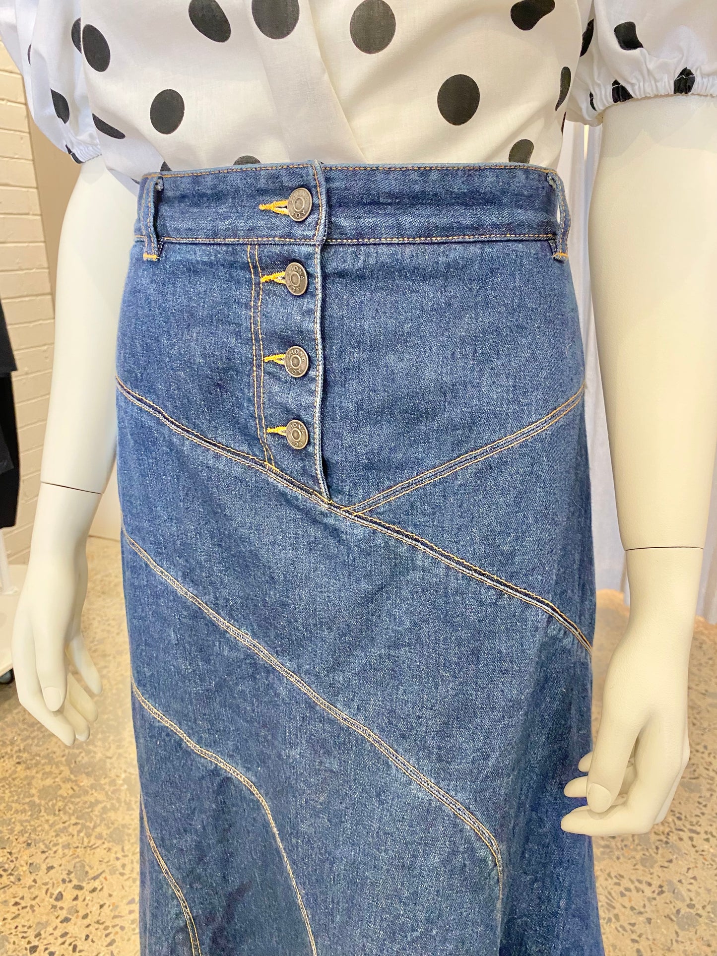 Shona Joy 'Emerson' Contour Denim Skirt - Size 14