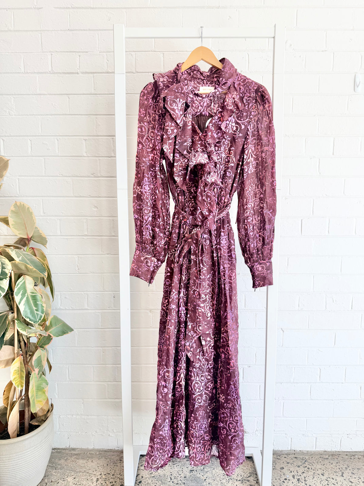 Kate Ford Plum Damask/Paisley Dress - Size 14 (US 4)