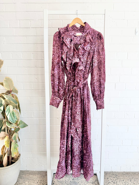Kate Ford Plum Damask/Paisley Dress - Size 14 (US 4)