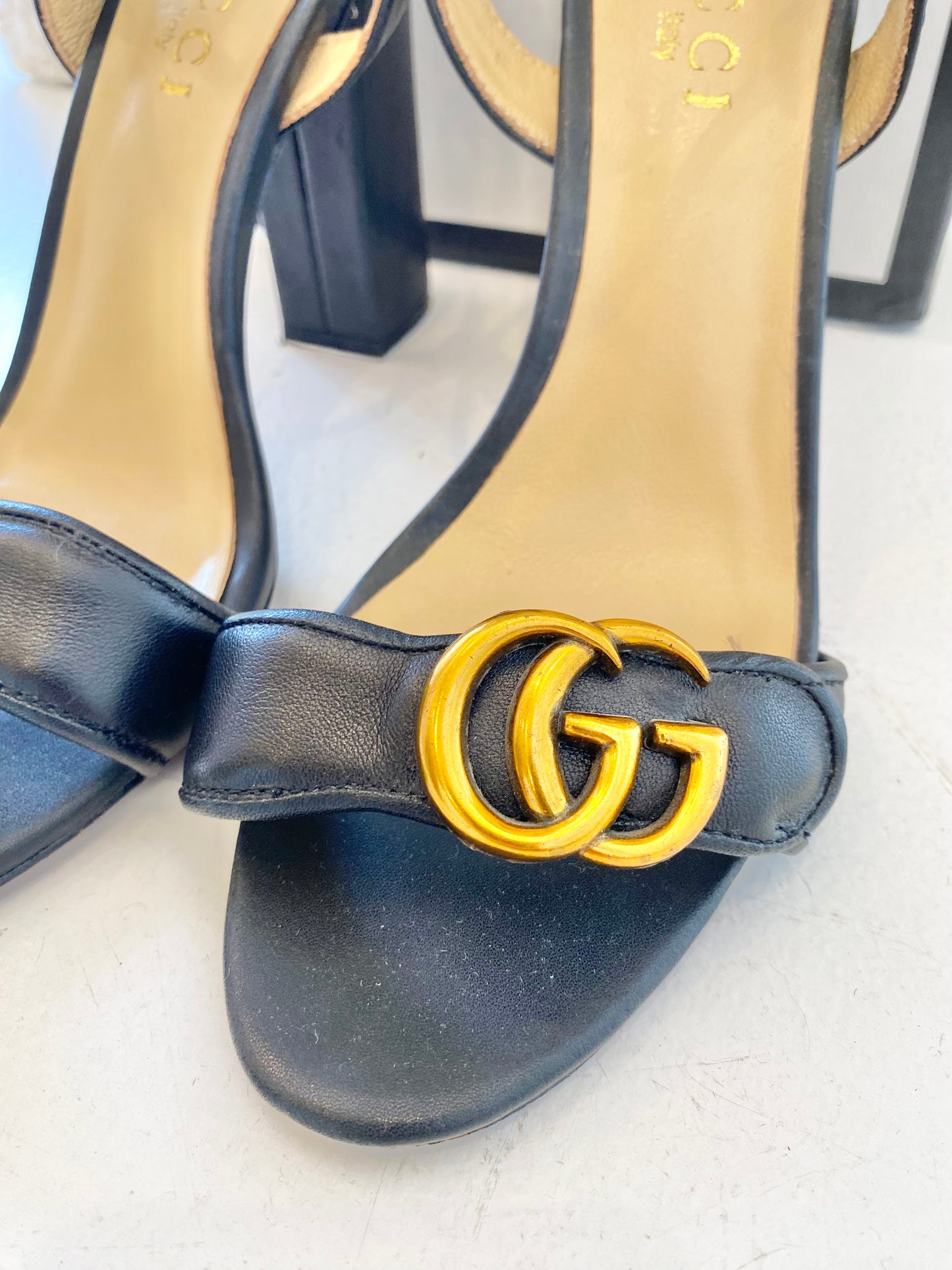 Gucci Black GG Marmont Mid Heels - Size 38