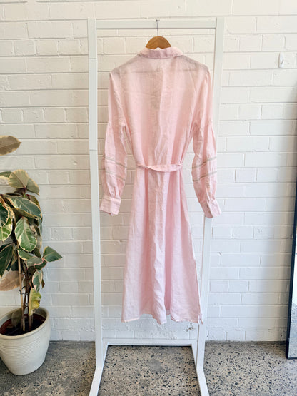 120% LINO Linen Shirt Maxi Dress - Size 14