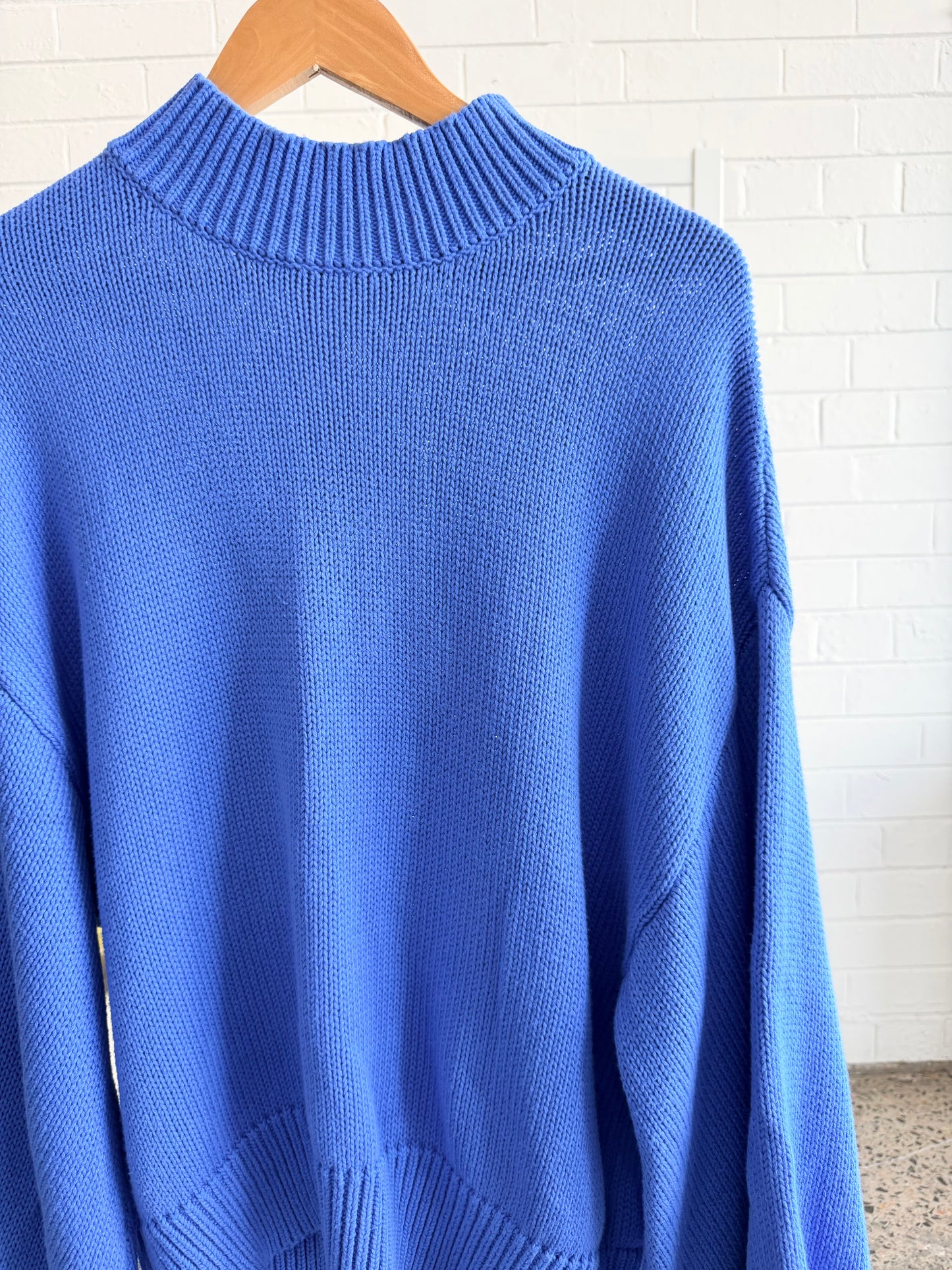 La Boheme Royal Blue Ribbed Mock Neck Jumper - Size M/L (12 - 14)