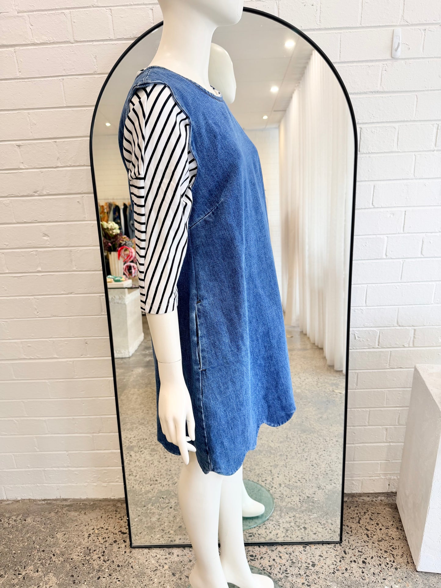 Gorman Peyton Petal Pinny Dress in Blue Denim - Size 12