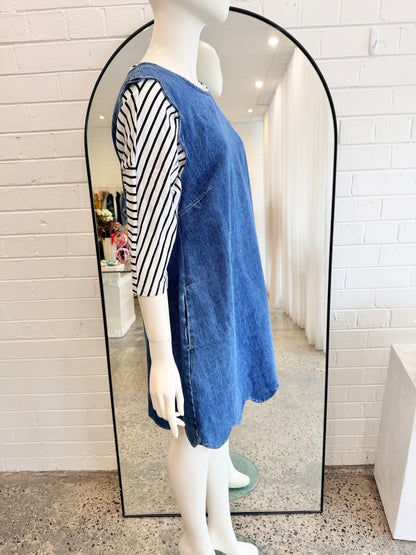 Gorman Peyton Petal Pinny Dress in Blue Denim - Size 12