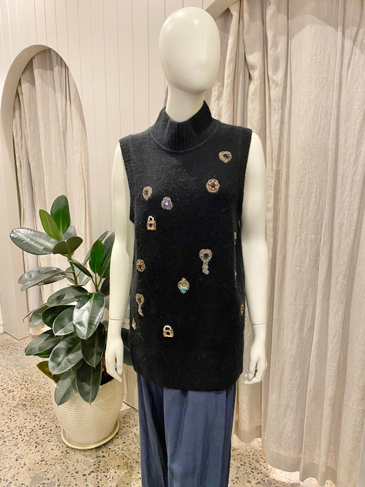 Camilla Black Astro Disco Button Down Blouse - Size XS