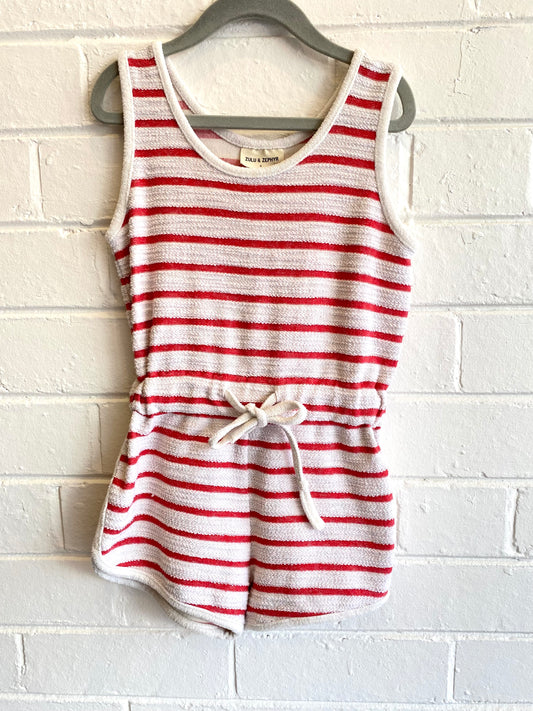 Zulu & Zephyr Red and White Stripe Playsuit - Size 4