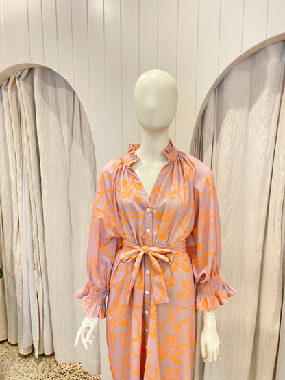 Kiik Luxe Blush Linen Shirt Dress