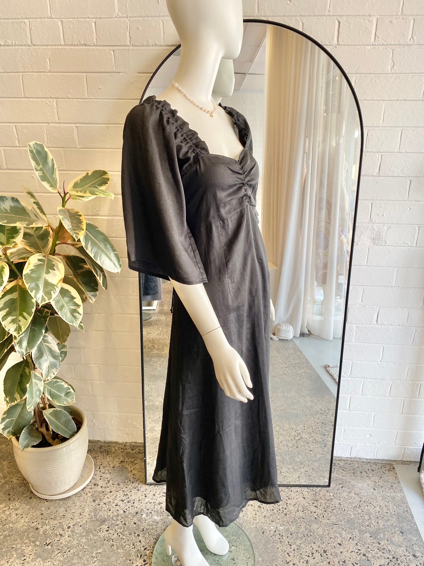 Kinga Csilla Black Linen Midi Dress - Size 10 - 12