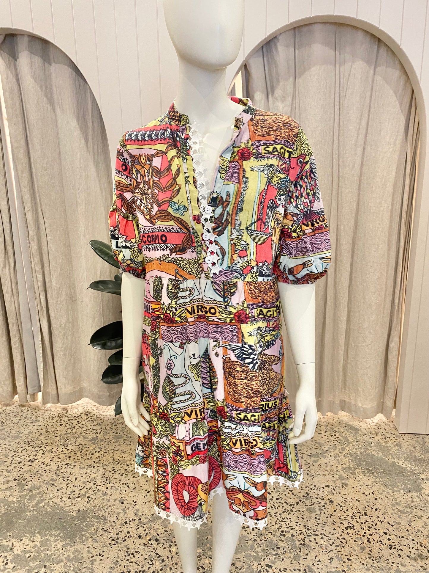 Binny To The Moon & Back Linen Viscose Midi Dress - Size 8