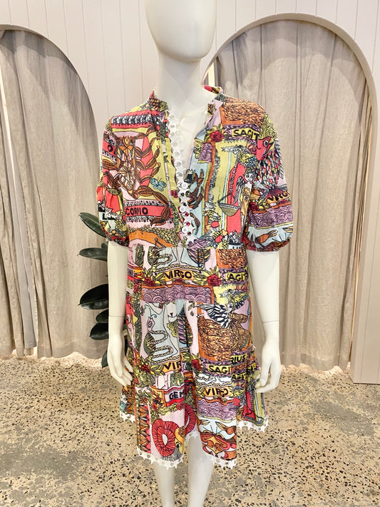 Binny To The Moon & Back Linen Viscose Midi Dress - Size 8