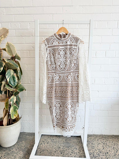Ministry of Style White Mania Lace Dress - Size 8
