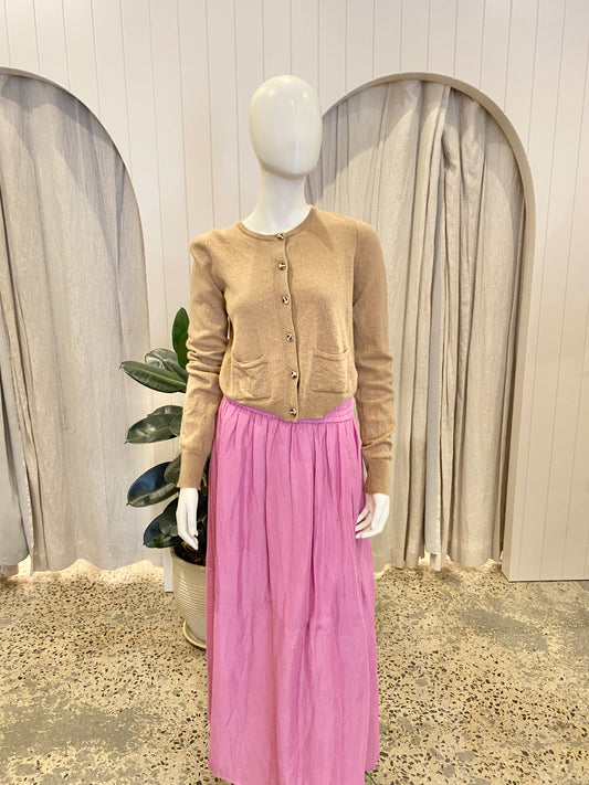 White Story Camel Cashmere Cardigan - Size Small (8-10)