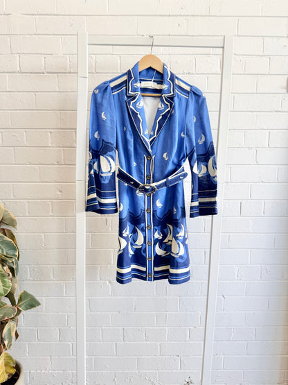 Zimmermann Blue High Tide Linen Shirtdress - Size 0 (6 - 8)