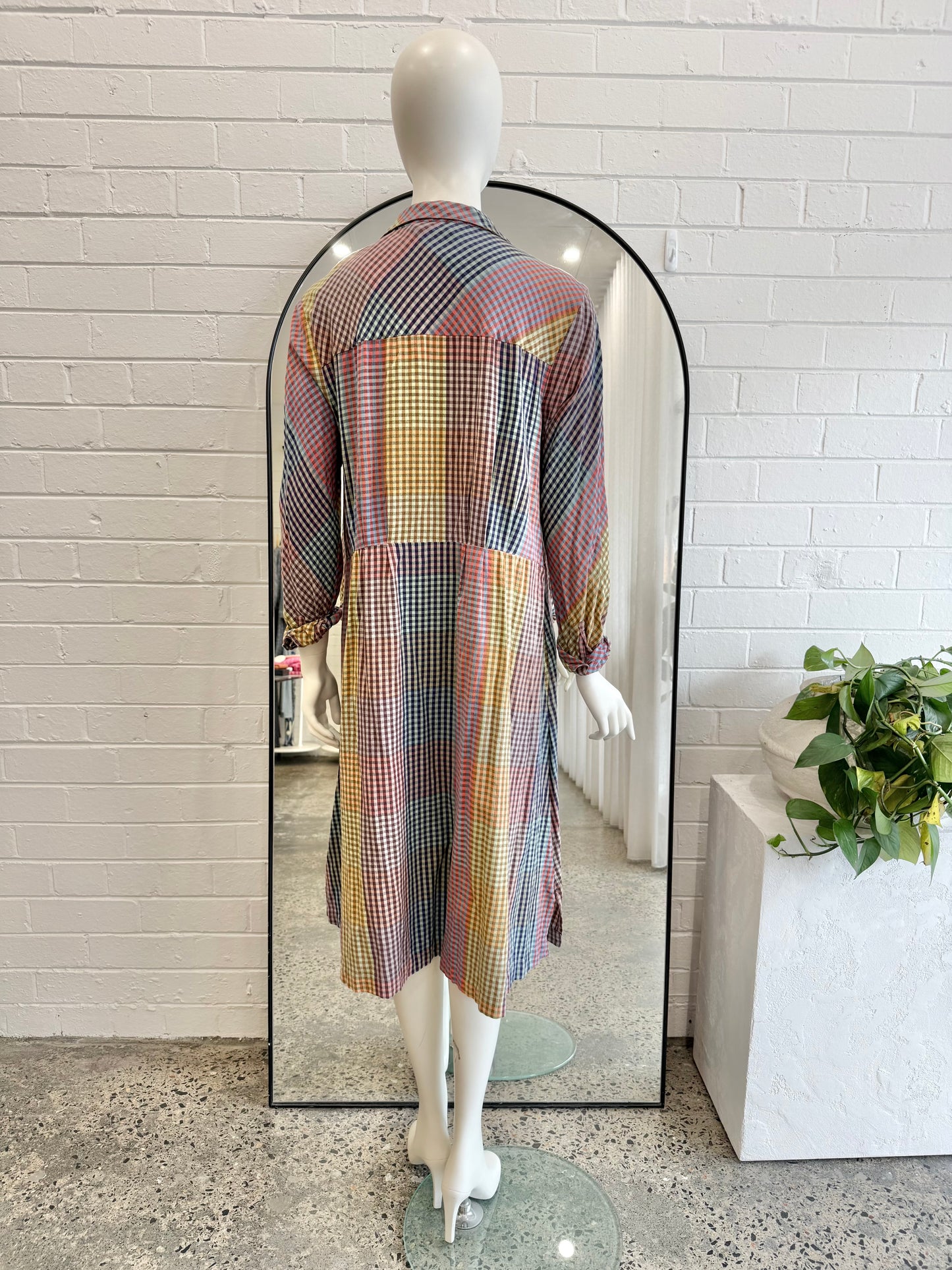 Nancy Bird Artisian Plaid Midi Shirt Dress - Size XL (14 - 16)