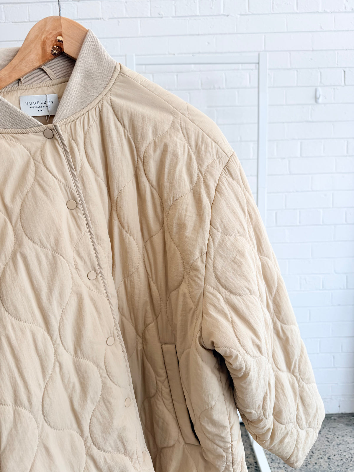 Nude Lucy Cream Quilted Kyla Jacket - Size L/XL (12 - 14)