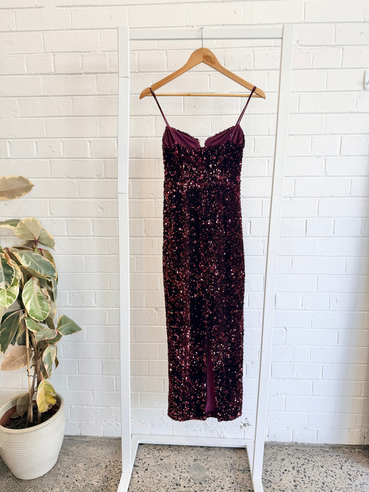 Gigi and Ella Merlot Sequin Maxi Dress - Size 6