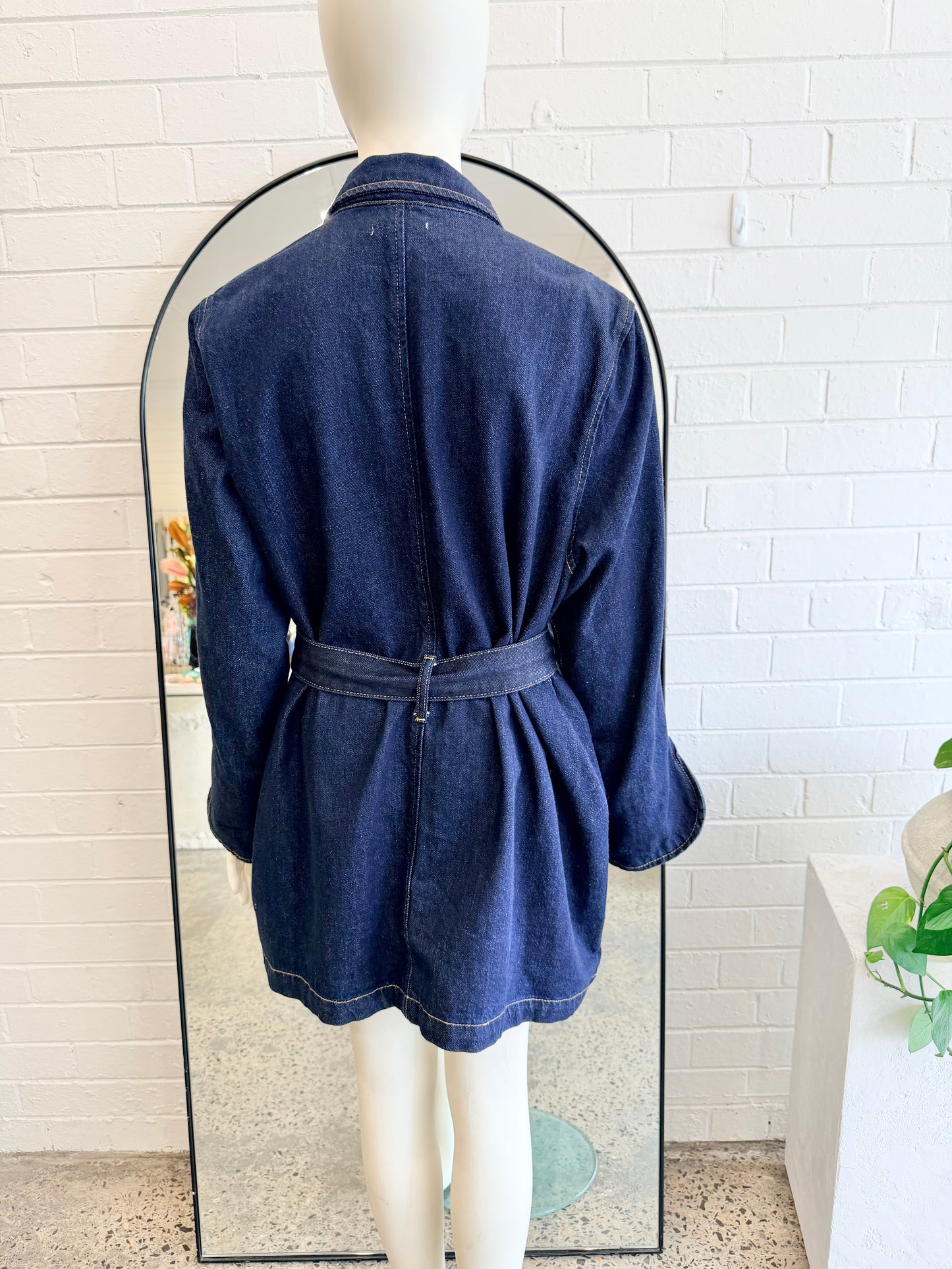 Marle Belted Denim Jacket in Dark Indigo - Size 12
