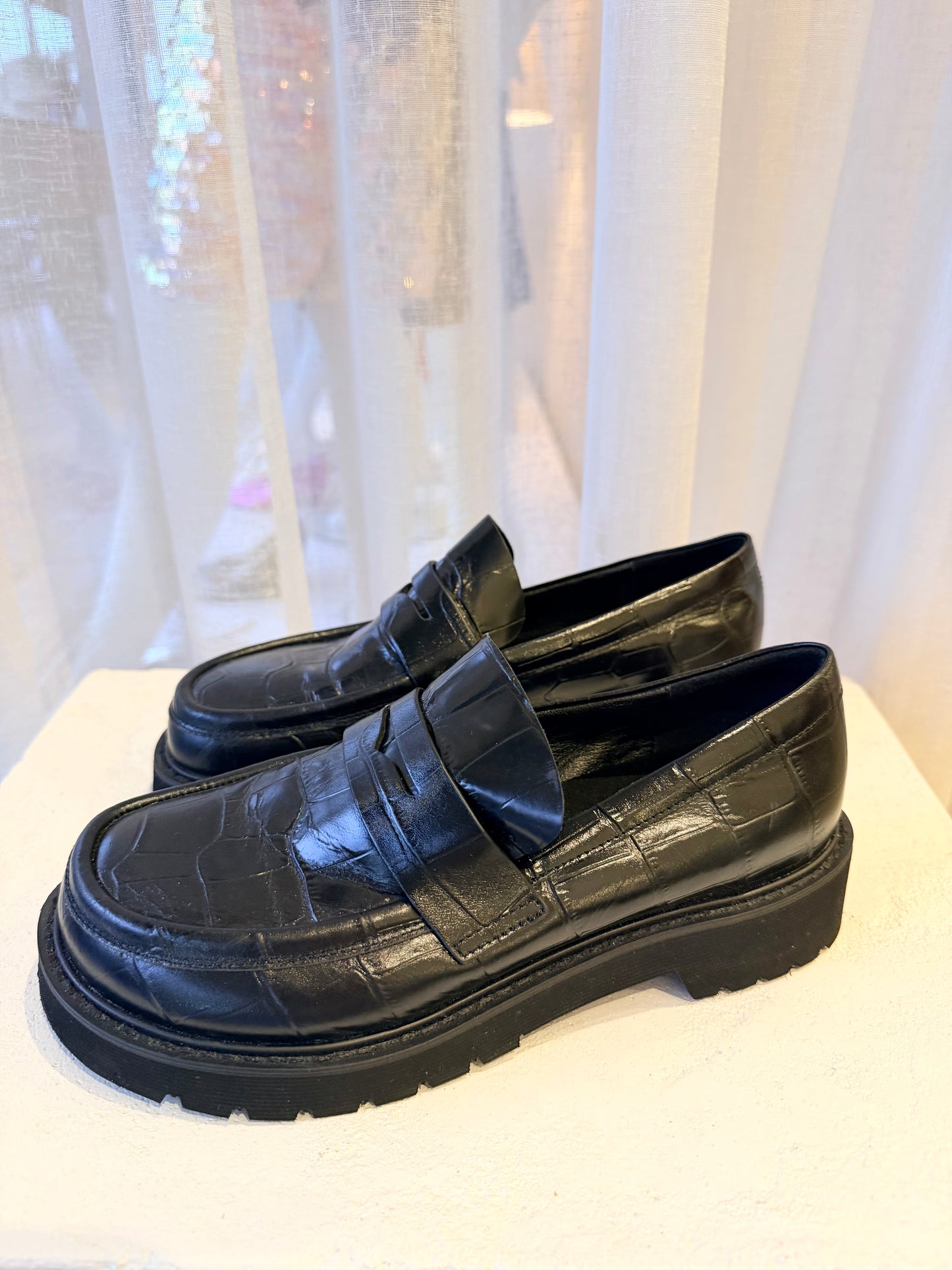 Alias Mae Black Croc Skye Loafers - Size 38