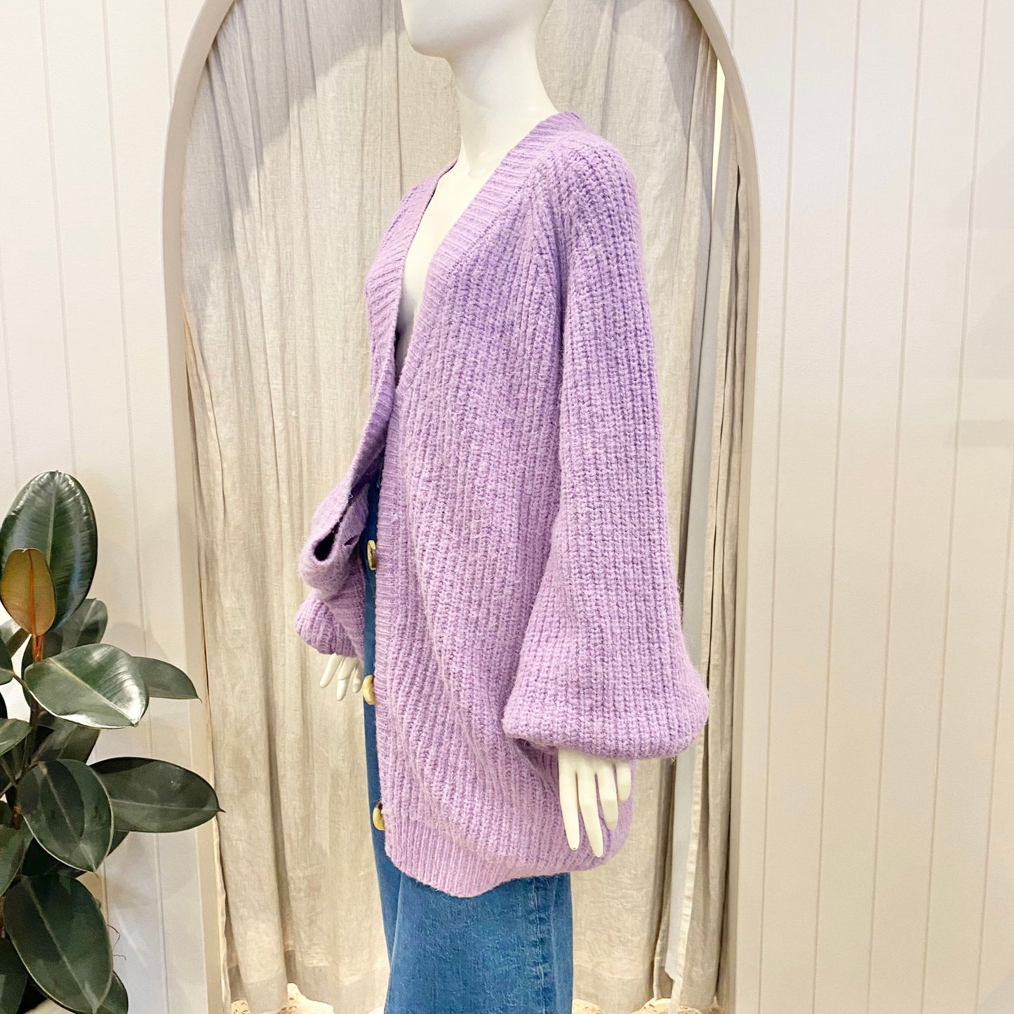 La Boheme Girls 'Elsie' Knit Cardigan in Purple - One Size
