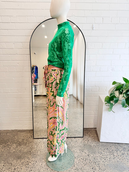 Zimmermann Paisley Print Teddy Drawstring Pants - size 2 (10)