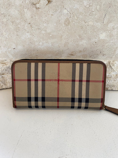 Burberry Horseferry Check Elmore Zip Around Wallet
