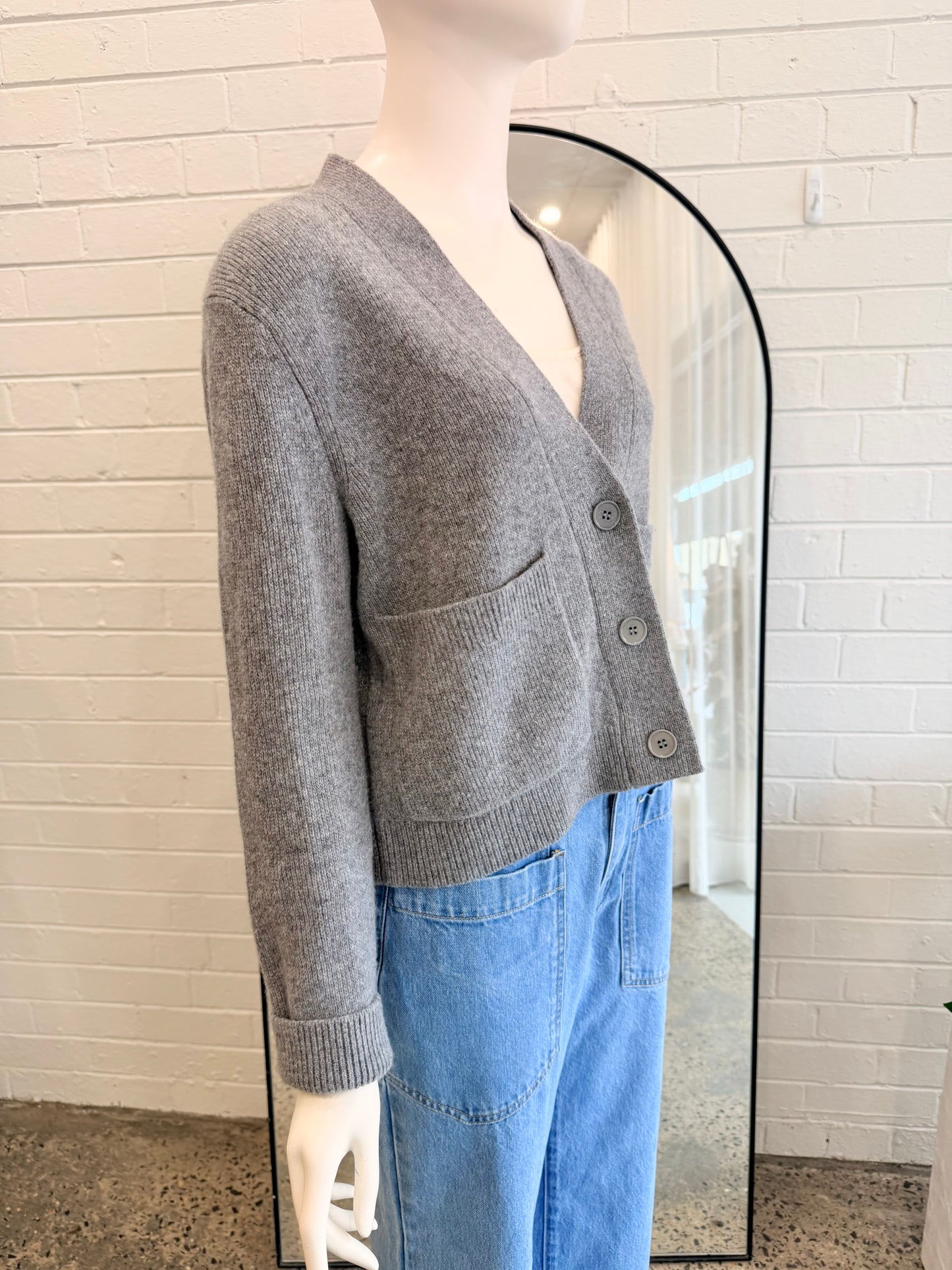 Oroton Wool Knit Cardigan in Grey - Size XS (8-10)