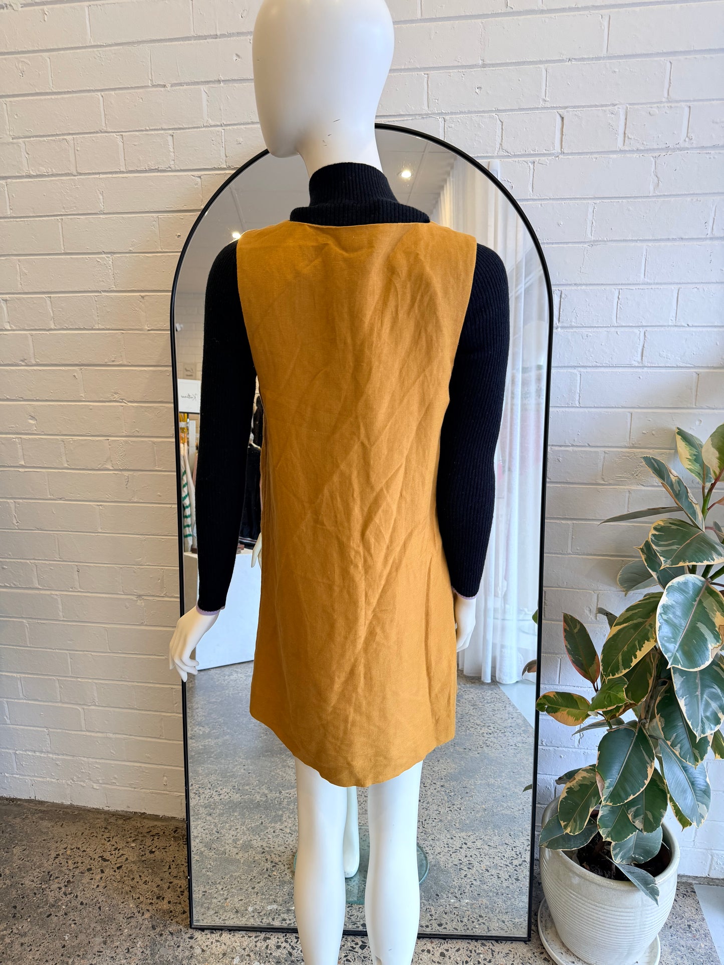 Gorman Mustard Linen Shift Dress - Size 10