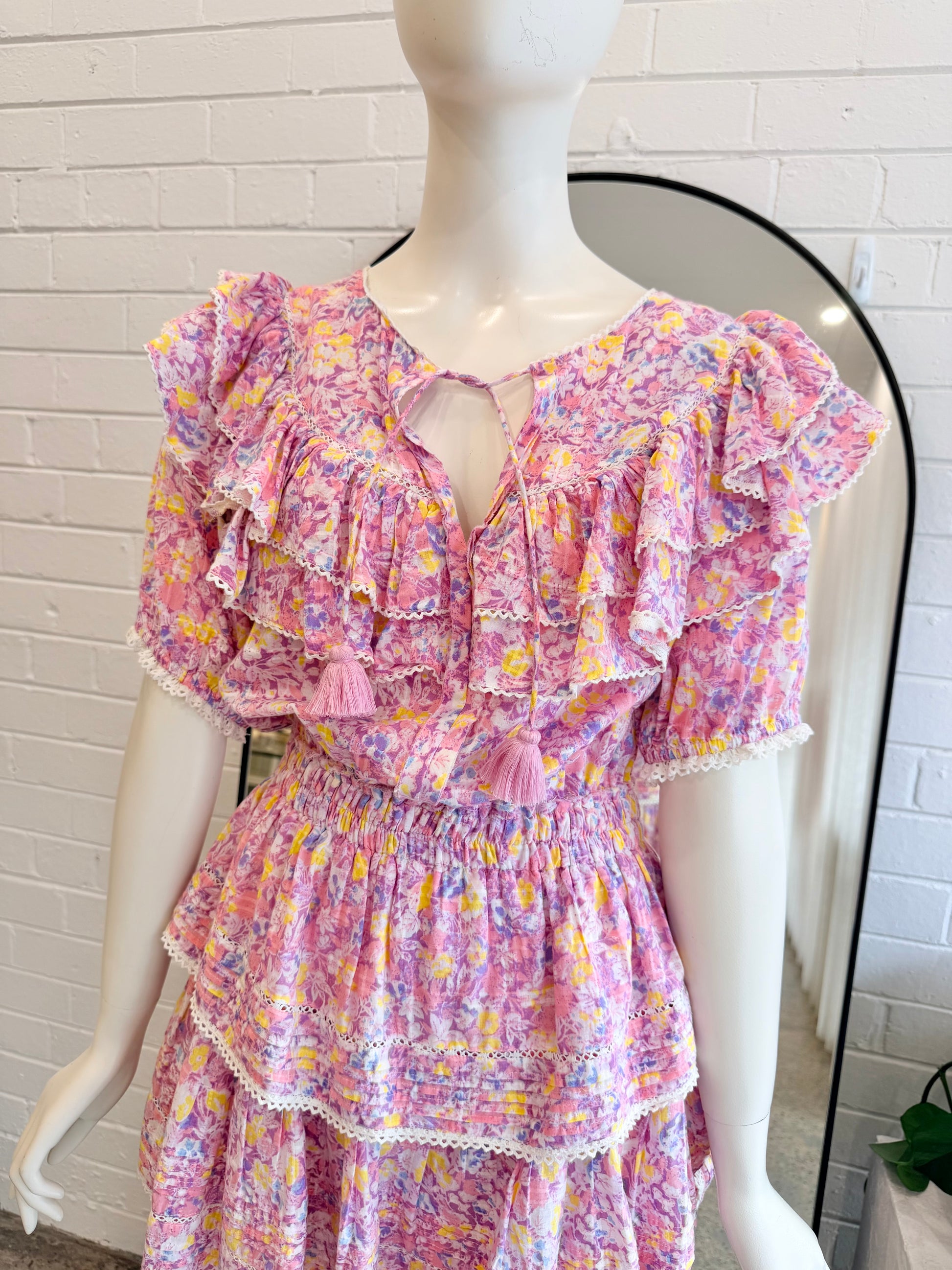Love Shack Fancy Jetset Liv Mini Dress - Size M (8 - 10) - Pre-Loved Geelong