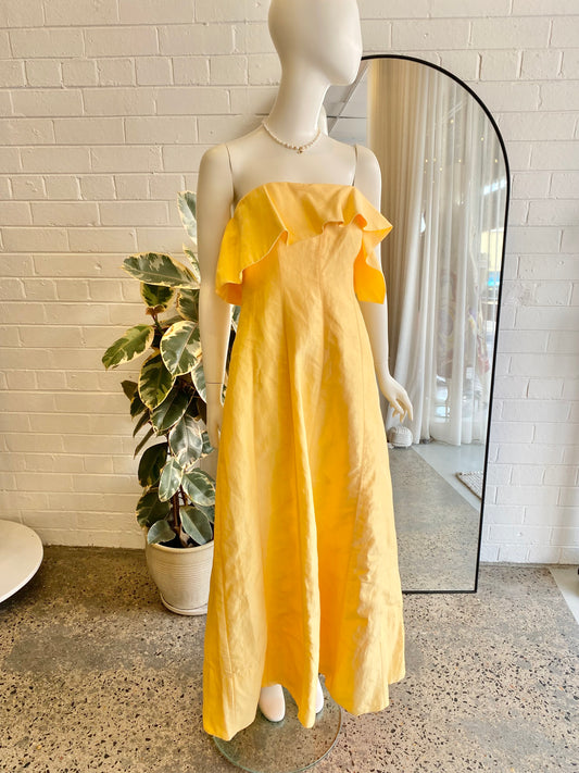 AJE 'Shallows' Gown in Marigold Yellow - Size 10