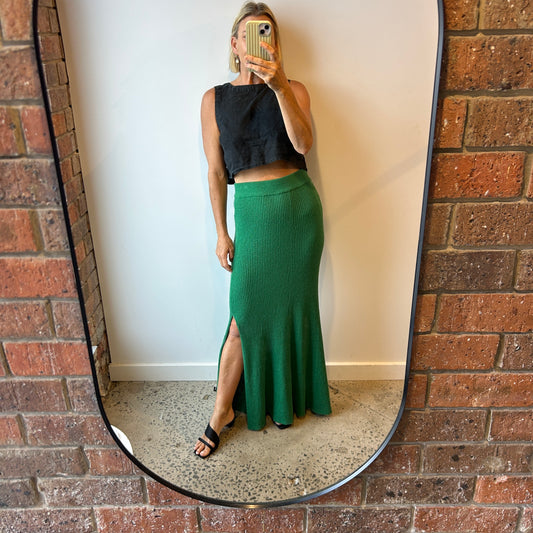 Nude Lucy Green Knit Midi Skirt - Size 12/14