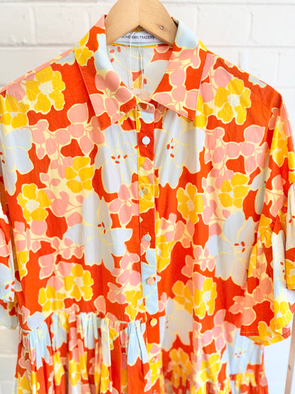 Bohemian Traders Genoa Mini Shirtdress in Dappled Floral Print - Size XS (8/10)