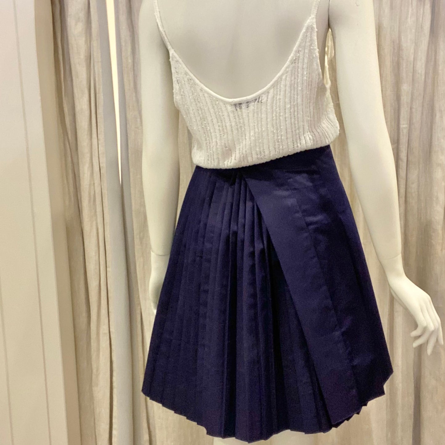 COS Navy Pleated Tennis Skirt - Size 14