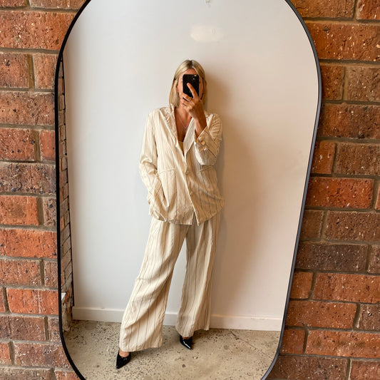 Dissh Cream Striped Suit - Size 12