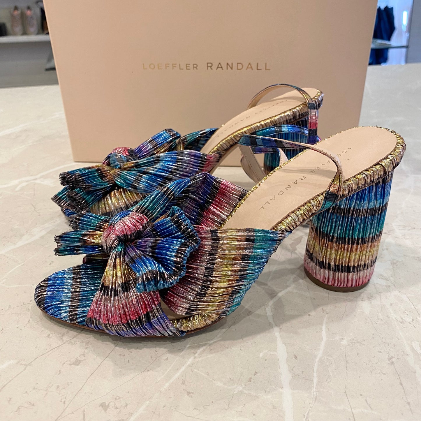 Loeffler Randall Camellia Bow Heels in Rainbow - Size 8