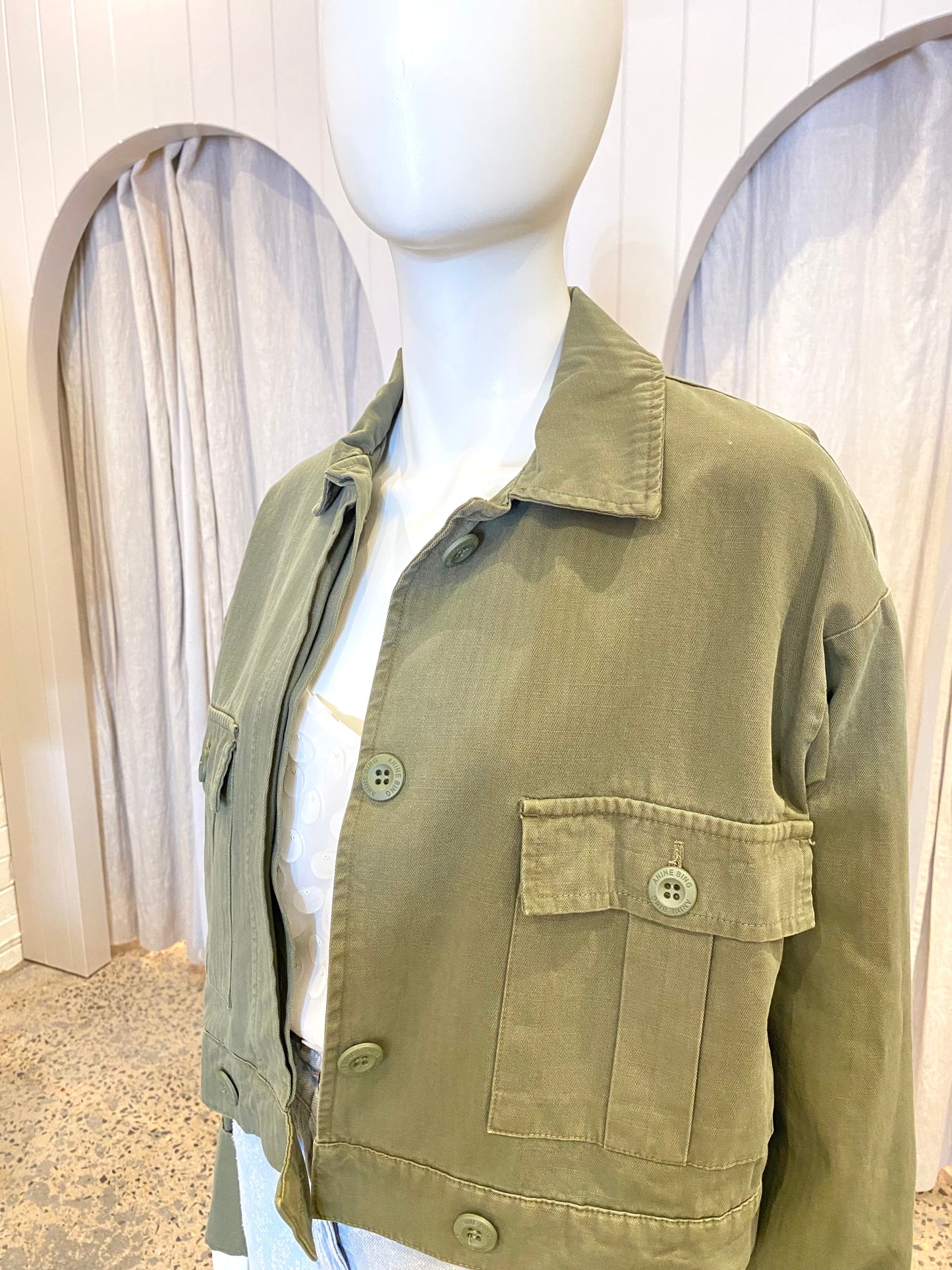 Anine Bing Adriana Army Green Jacket - Size S