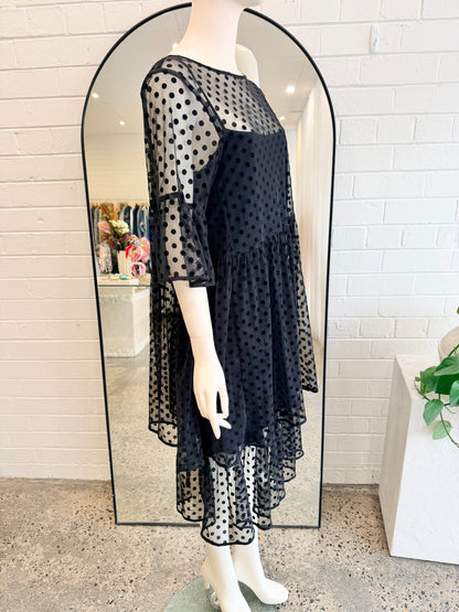 Gorman Constellations Midi Dress in Black - Size 12